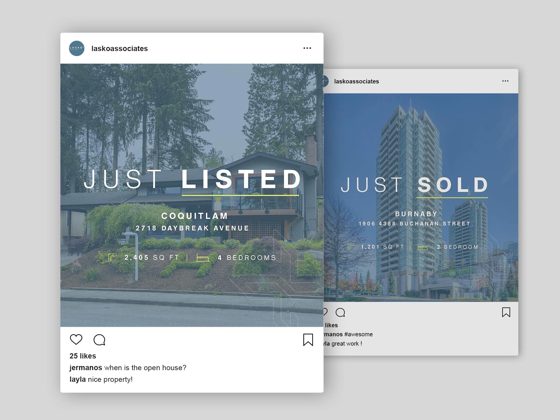 Y5 Creative Case Studies 2019 Social Media Instagram Posts Lasko And Associates Real Estate Group